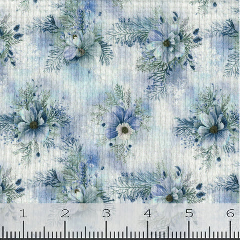 dark blue, Floral Print Knit Fabric CA257