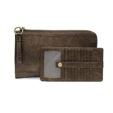 Karina convertible wristlet handbag with matching wallet in dark bronze