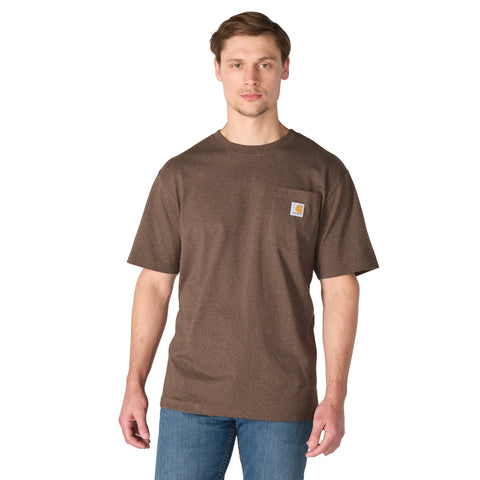Carhartt K87 men's pocket work tee in dark clove heather
