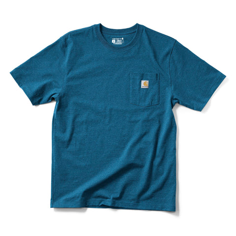 Carhartt K87 men's pocket work tee in dark tranquil blue heather