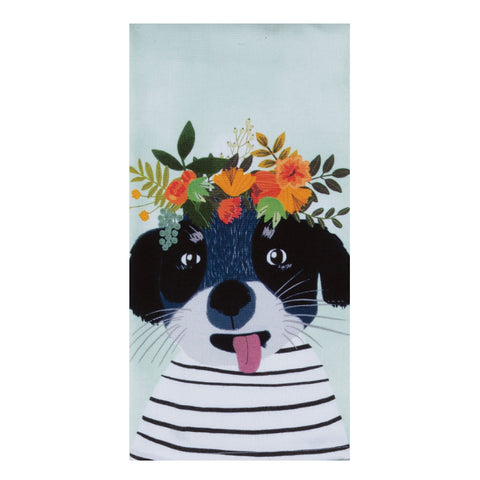 dog, Flowers Everywhere Animal Dual Purpose Towel R8586