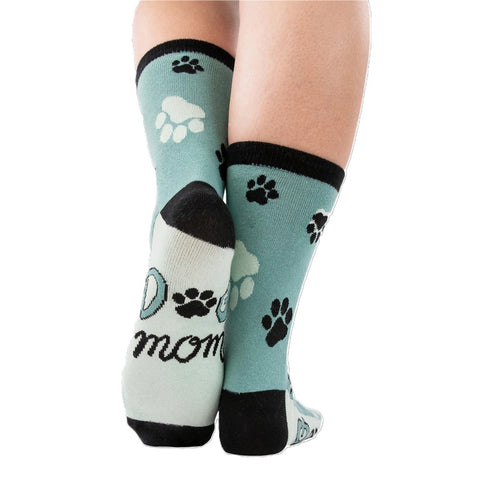 Lazy One women's crew sock with dog mom pattern