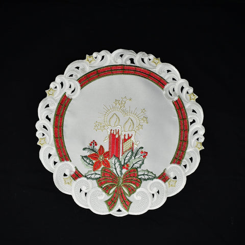 Sinobrite Plaid Bow & Candles Holiday Doily
