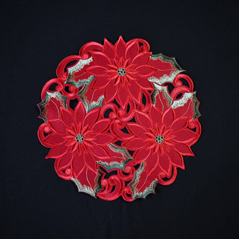 Sinobrite Red Poinsettia Holiday Doily