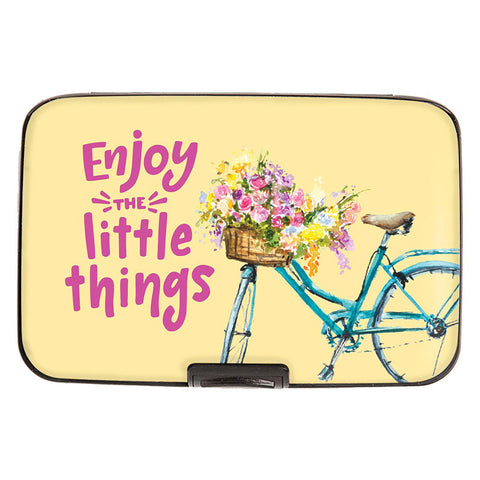 Enjoy the Little Things Flower Basket Bicycle RFID Armored Wallet