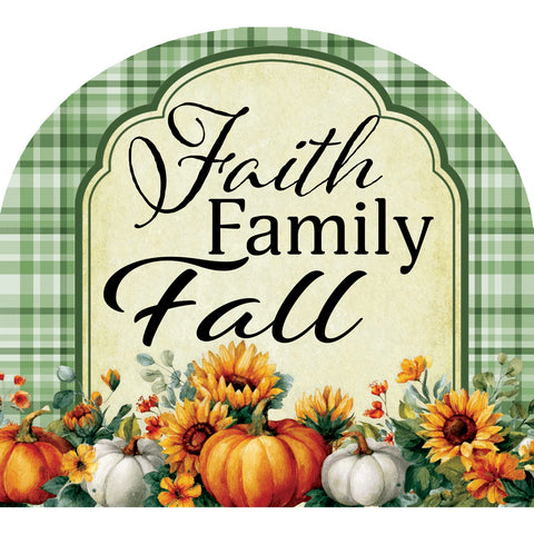 Custom Decor Arbor Mate garden sign showing faith family fall