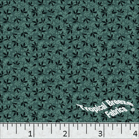 forest green, Standard Weave Tiny Leaf Print Poly Cotton Fabric 6288