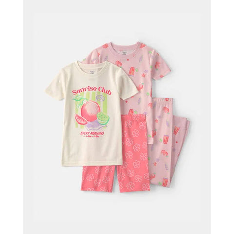fruit juice, Girls' 4-Piece Short-Sleeve Pajama Sets 1V