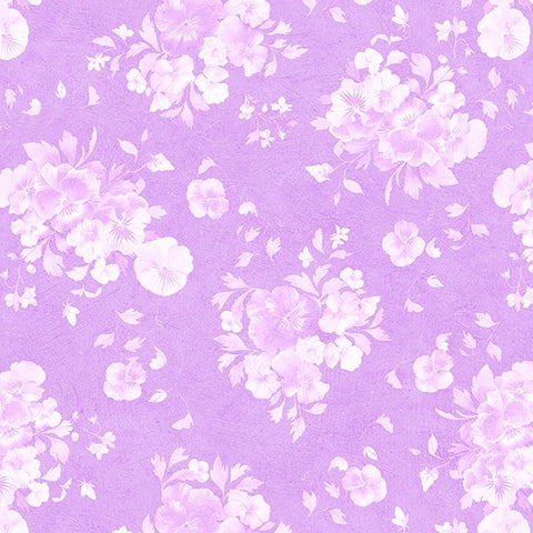 fuchsia, Pansy Fields Collection Floral Silhouettes Cotton Fabric 28666