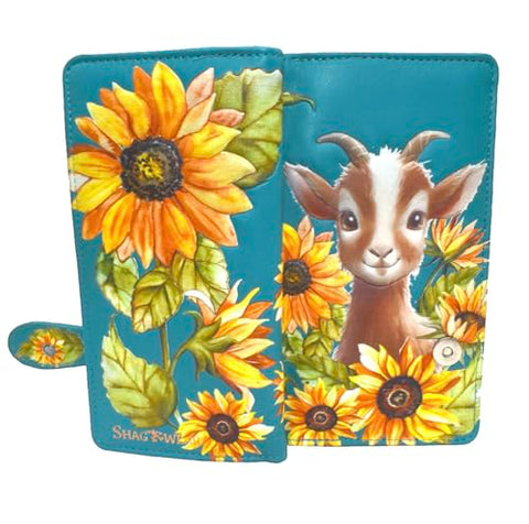 garden goat teal wallet