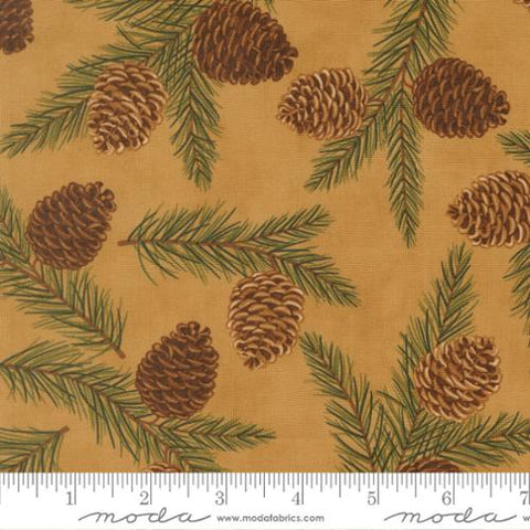 gold, Northwoods Collection Pinecones Cotton Fabric 56191