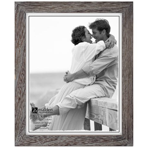 Linear wooden picture frame in weathered gray