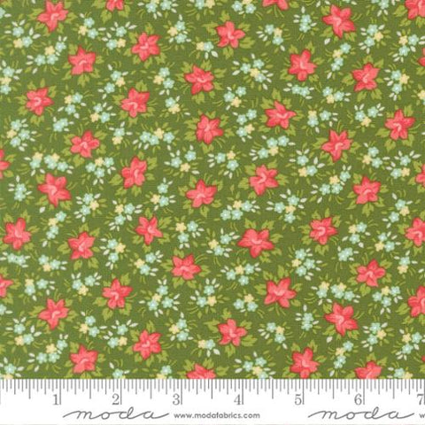 green, Bloomsberry Collection Small Floral Cotton Fabric 55353