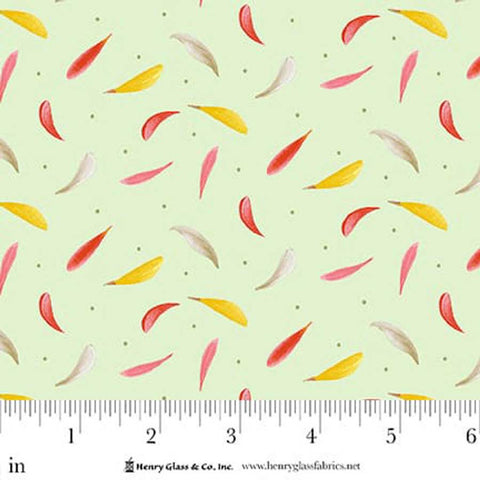 green, Bloomscape Collection Tossed Petal Cotton Fabric 2431