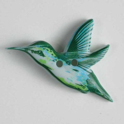 Green hummingbird button