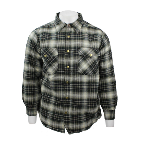 Good Traditions men's Goose Bay Thermal-lined Flannel Shirt-Jacket in forest green plaid