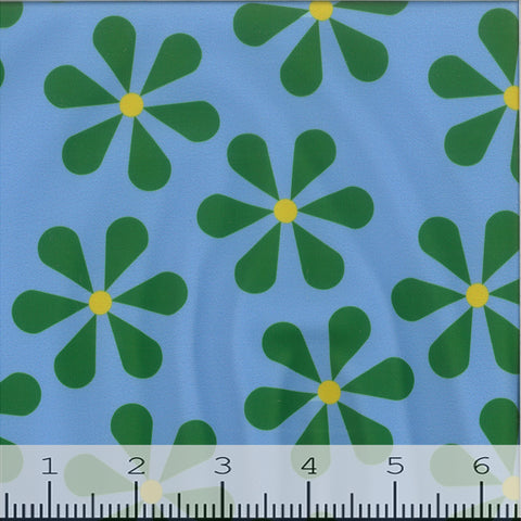 green floral on blue, Pink Floral Stretch Swimsuit Fabric GS1