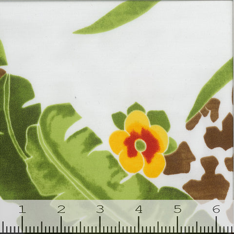 green leaf, Pink Floral Stretch Swimsuit Fabric GS1
