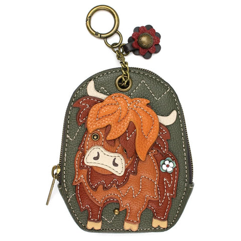 highland cow, Mini Coin Purse Keychains 638