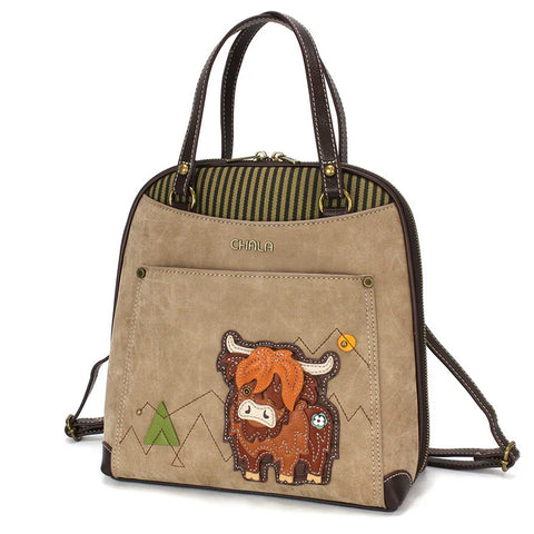 highland cow, Convertible Backpack Purse 870