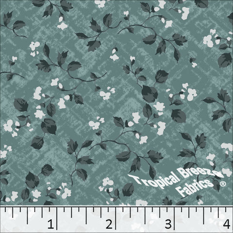 jade, Standard Weave Floral Print Poly Cotton Fabric 6337