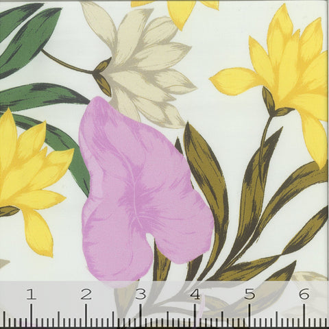 large white floral, Pink Floral Stretch Swimsuit Fabric GS1