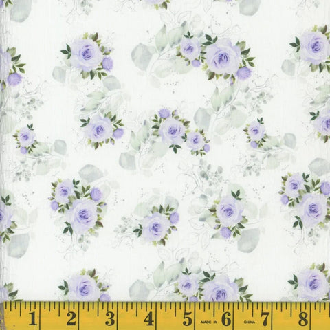 lavender, Wavy Crepe Willow Print Fabric 14417