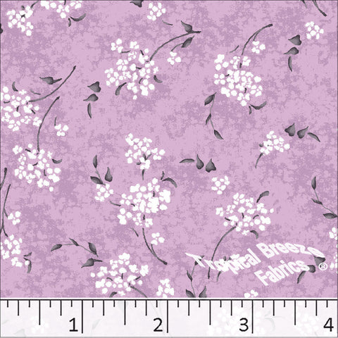 lavender, Standard Weave Floral Print Poly Cotton Fabric 6339