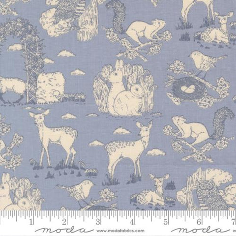 light blue, My Secret Garden Collection Garden Toile Cotton Fabric 20983