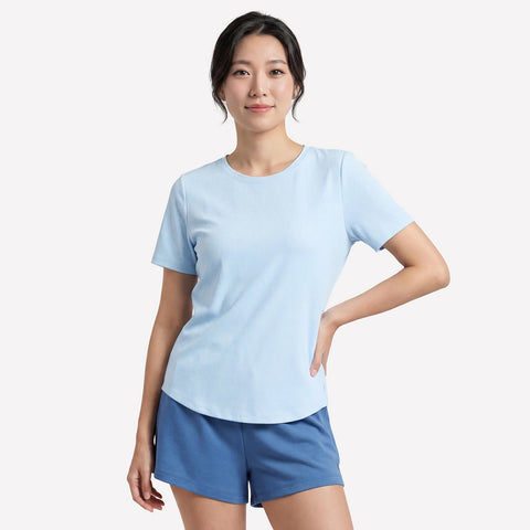 light blue, Women's Go Walk Luxe Rib Tee TP163