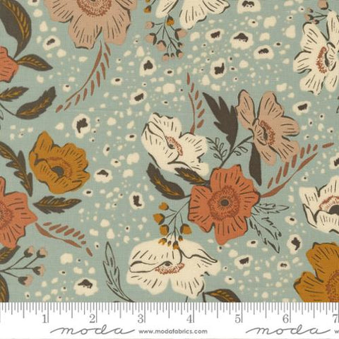 light blue, Wellspring Collection Floral Flourish Cotton Fabric 45670
