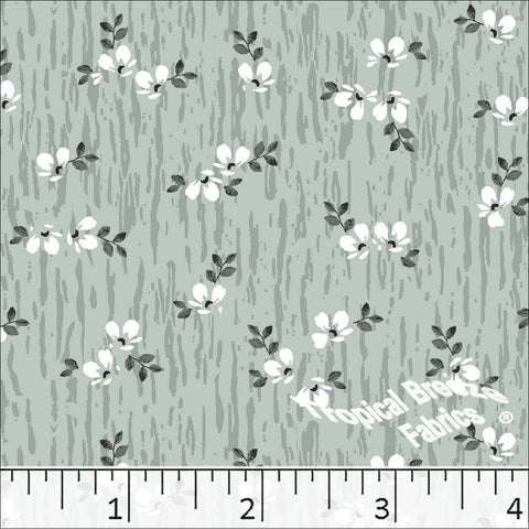 light sage, Standard Weave Floral Print Poly Cotton Fabric 6338