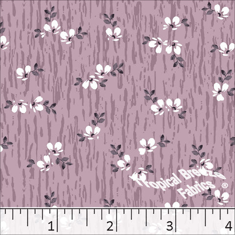 lilac, Standard Weave Floral Print Poly Cotton Fabric 6338