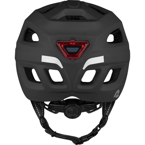 Retrospec Lennon commuter bike helmet in matte black back view showing LED safety light
