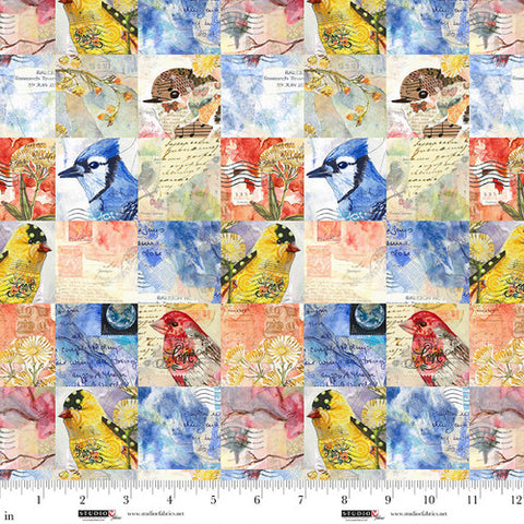 mini bird blocks, Air Mail Collection Cotton Fabric