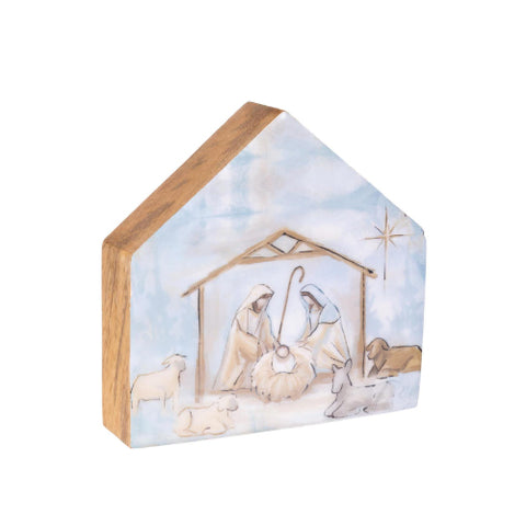 front, Nativity Table Decor Wood House TAQZN8TAW