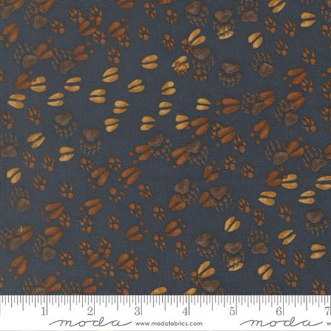 navy, Northwoods Collection Animal Tracks Cotton Fabric 56194