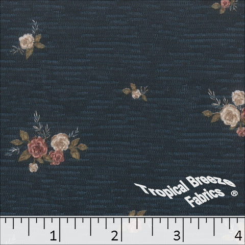 navy, Rebecca Knit Floral Print Fabric 573619