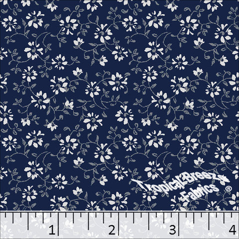 navy, Standard Weave Floral Print Poly Cotton Fabric 6310