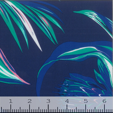navy blue with leaves, Pink Floral Stretch Swimsuit Fabric GS1