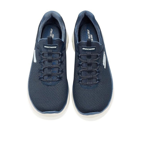 Top view of Summits Plus Summer Haze shoe in navy & white