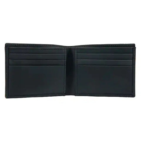 Open Carhartt saddle leather bifold wallet in black
