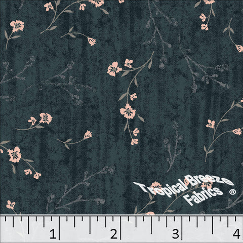 peach, Standard Weave Floral Print Poly Cotton Fabric 6309