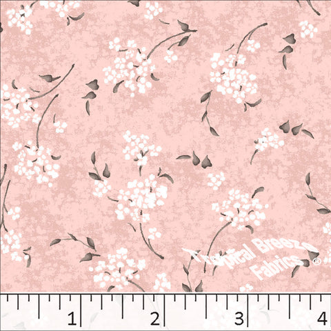 peach, Standard Weave Floral Print Poly Cotton Fabric 6339