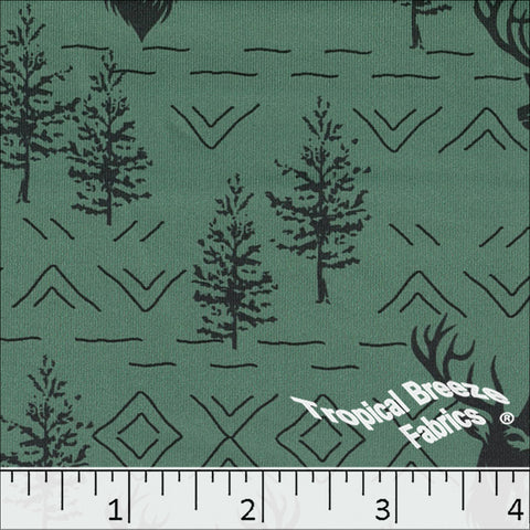 pine green, Double Brushed Knit Print Fabric 572630