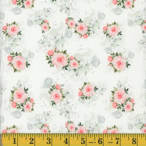 pink, Wavy Crepe Willow Print Fabric 14417