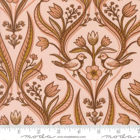 pink, Feather and Forest Bloom Collection Damask Cotton Fabric 14141
