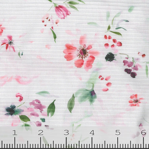 pink, Floral Print Rib Knit Fabric 246
