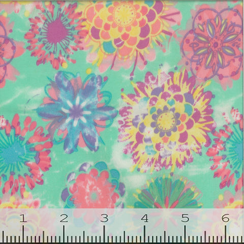 pink and aqua, Pink Floral Stretch Swimsuit Fabric GS1