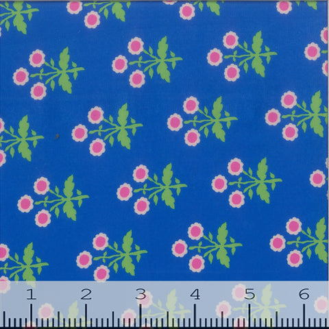 pink floral on blue, Pink Floral Stretch Swimsuit Fabric GS1